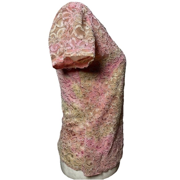 Y2K SoftGirl Fairycore Sheer Lace Glitter top size medium - Picture 4 of 8